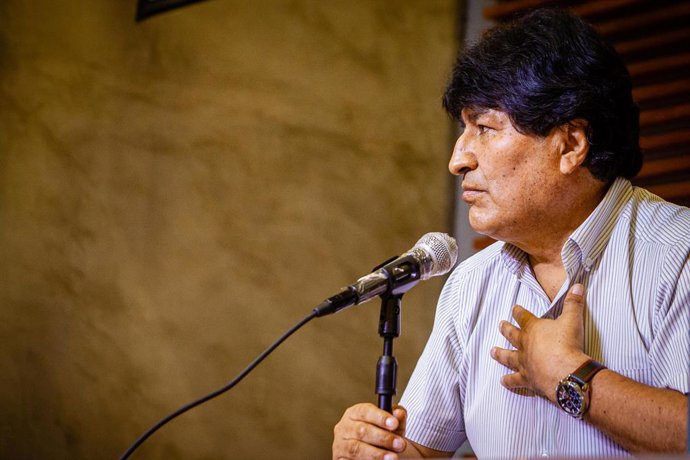 Archivo - November 7, 2020, Buenos Aires, Argentina: EVO MORALES, President of Bolivia, gives a farewell press conference to thank and say goodbye to Argentina, a country where he has been a political exile since November 11, 2019. On Monday he will retur