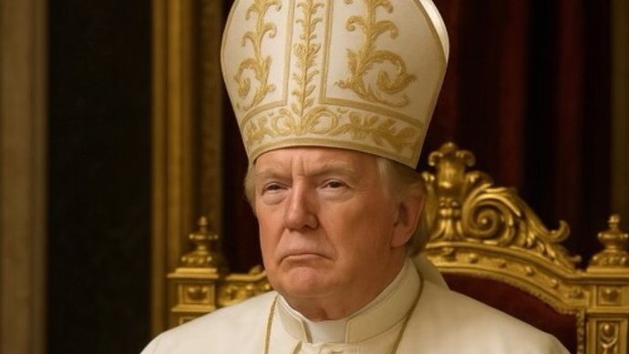 Donald Trump, disfressat de Papa (imatge generada amb IA)