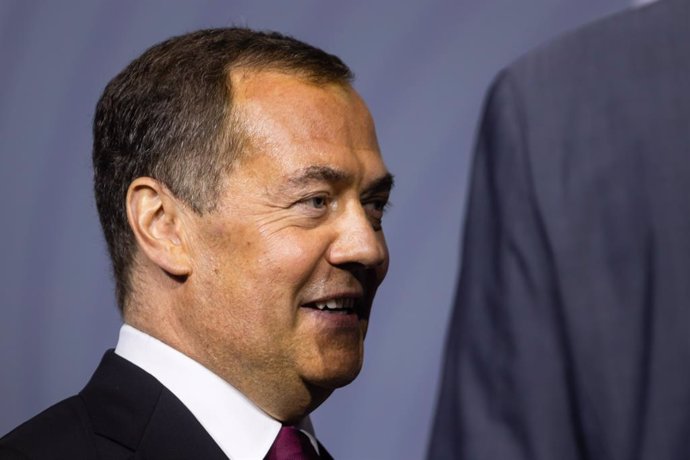 Archivo - June 27, 2024, St. Petersburg, Russia: Deputy Chairman of the Security Council of the Russian Federation, Chairman of the United Russia party Dmitry Medvedev seen during the plenary session 'Law is the basis of global balance' on the second day 