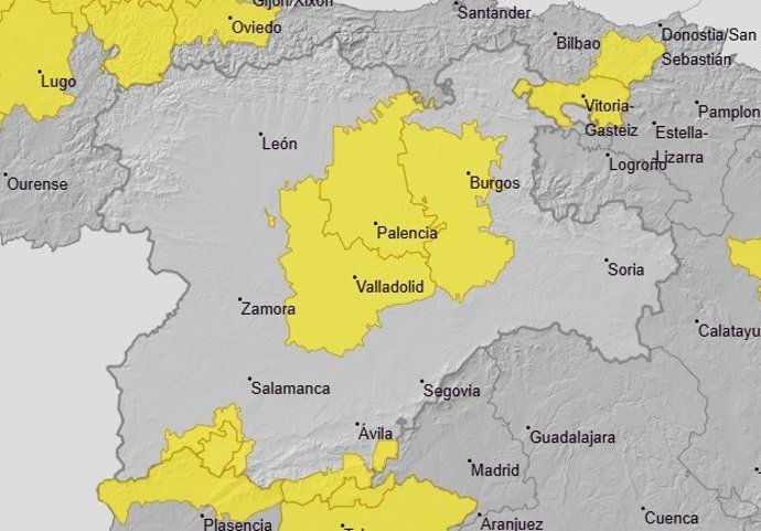 Avisos activos este sábado en Castilla y León