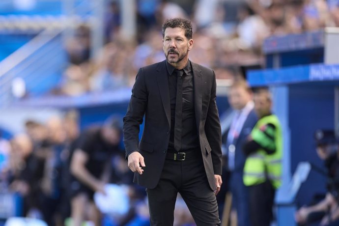 Diego Pablo 'Cholo' Simeone head coach of Atletico de Madrid looks on during the LaLiga EA Sports match between Deportivo Alaves and Atletico de Madrid at Mendizorrotza on May 3, 2025, in Vitoria, Spain.
