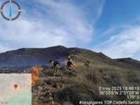 Seis grupos de bomberos y tres autobombas: el dispositivo nocturno contra el incendio en Huércal de Almería