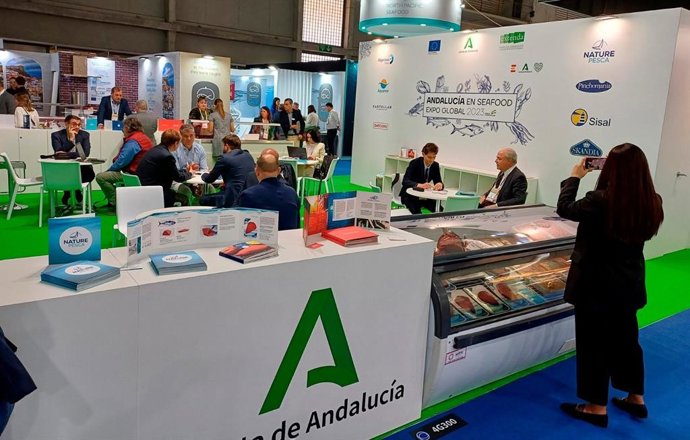 Stand de Andalucía en el la 'Seafood Expo Global' de Barcelona.