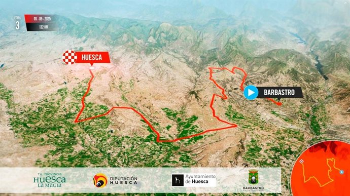 Recorrido de la tercera etapa de la Vuelta Ciclista a España femenina Barbastro-Huesca.
