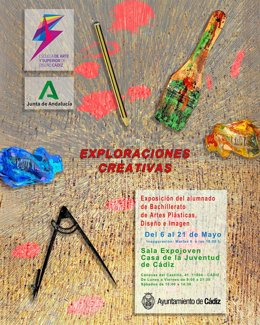 Cartél de la exposición 'Exploraciones Creativas: Expresiones del Bachillerato Artístico'.