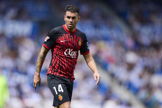 Dani Rodriguez of RCD Mallorca looks on during the LaLiga EA Sports match between Real Sociedad and RCD Mallorca at Reale Arena on April 12, 2025, in San Sebastian, Spain.
