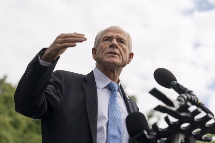 April 30, 2025, Washington, District Of Columbia, USA: PETER NAVARRO, Senior Counselor to the President for Trade and Manufacturing speaks to the media at the White House. Navarro downplayed the drop in the gross domestic product in the U.S.  last quarter