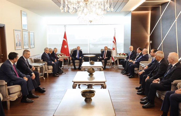 May 3, 2025, Cyprus, Cyprus: Turkish President, Recep Tayyip Erdogan, arrives in the Turkish Republic of Northern Cyprus,on May 03, 2025