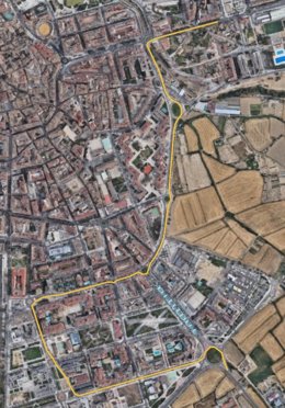 Plano del recorrido que harán este martes 6 de mayo las ciclistas de la Vuelta a España hasta la meta ubicada en el paseo Ramón y Cajal.