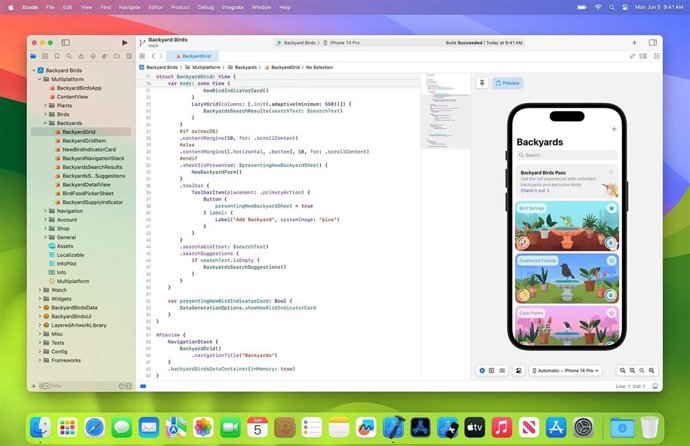 Interfaz de Xcode de Apple.