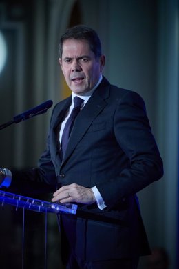 El presidente de Cepyme, Gerardo Cuerva, durante un desayuno informativo organizado por Fórum Europa