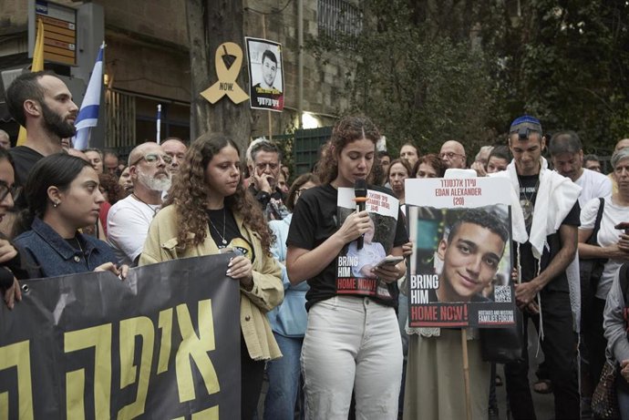 Archivo - Imagen de archivo de una protesta de familiares de los rehenes secuestrados en Gaza.