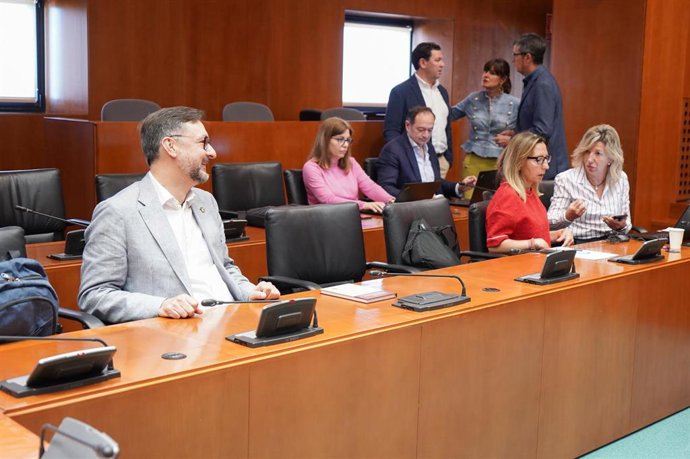 El diputado de Vox Fermín Civiac en la Comisión de Hacienda de las Cortes de Aragón.