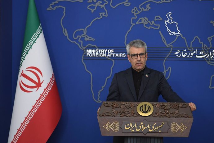 TEHRAN, April 28, 2025  -- Iran's Foreign Ministry Spokesman Esmaeil Baghaei attends a press conference in Tehran, Iran, on April 28, 2025. Iran's Foreign Ministry spokesman Esmaeil Baghaei said on Monday that domestic uranium enrichment and the effective