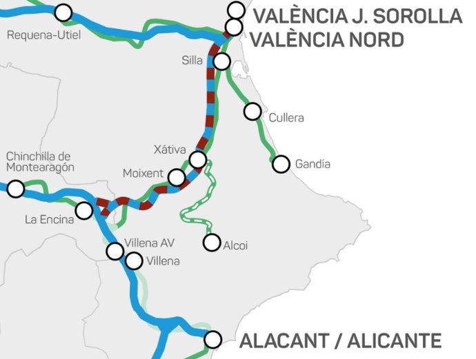 Transportes inicia las expropiaciones para ejecutar la adaptación al ancho estándar del tramo La Encina-Alicante