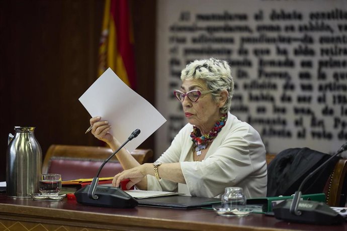 La Operadora de Sistemas y Documentalista del Sistema Automático de Información Hidrológica (SAIH) de la Confederación Hidrográfica del Júcar, Carmen González Galán, en el Senado, a 5 de mayo de 2025, en Madrid (España). 