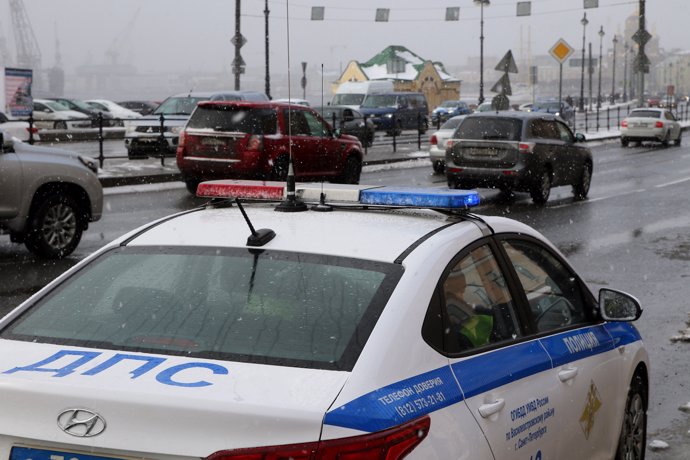 Archivo - Imagen de archivo de un coche de la Policía de Rusia.