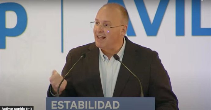 El portavoz del Grupo Parlamentario Popular, Miguel Tellado, en Ávila.