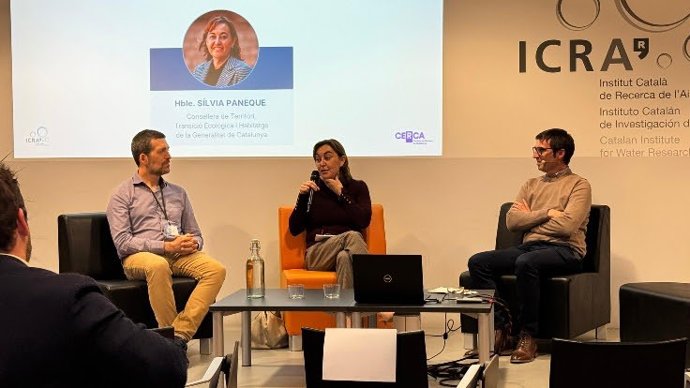 Paneque durante la clausura del consejo empresarias y social del Institut Català de Recerca de l'Aigua (ICRA) en Girona este lunes