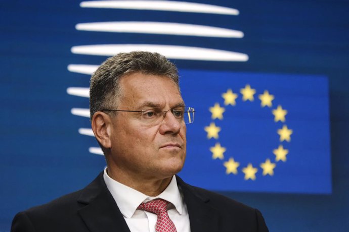Archivo - El comisario de Comercio, Maros Sefcovic, en una rueda de prensa en Bruselas.