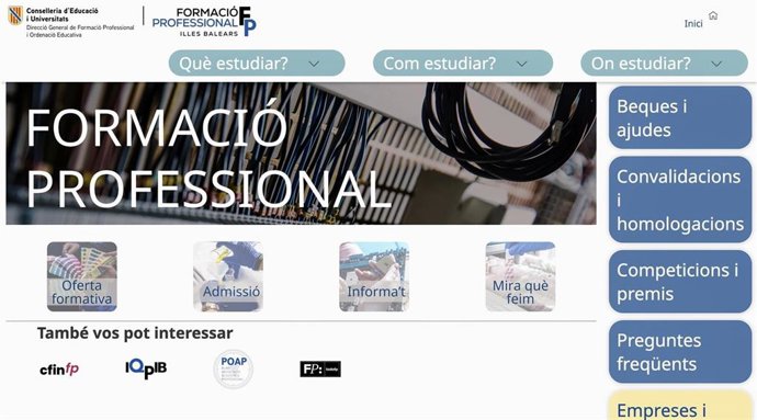 Nuevo portal web sobre FP en Baleares.