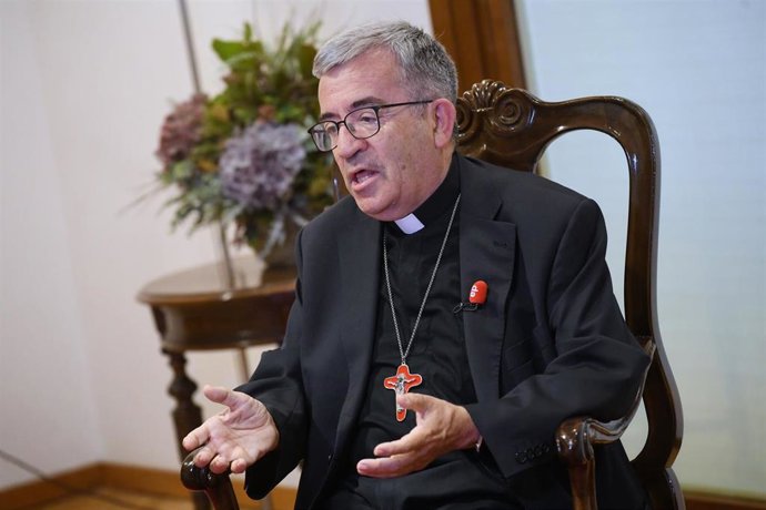 Archivo - El presidente de la Conferencia Episcopal Española (CEE), Luis Argüello, durante una entrevista con Europa Press, en la Conferencia Episcopal Española (CEE), a 3 de septiembre de 2024, en Madrid (España). Mons. Argüello fue ordenado sacerdote de