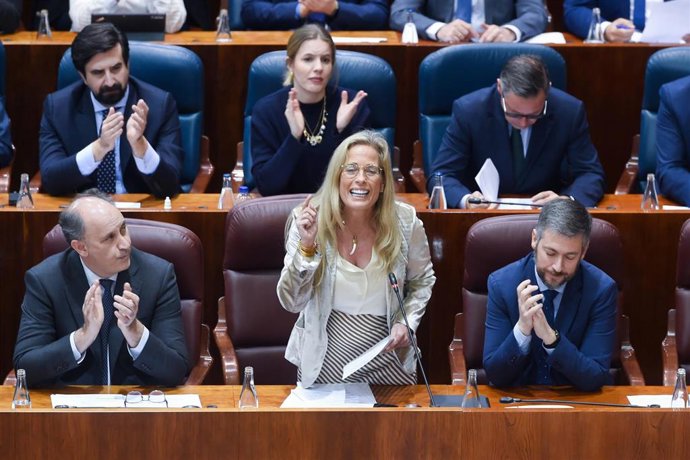 Archivo - La consejera de Economía, Rocío Albert, durante un pleno en la Asamblea de Madrid, a 20 de marzo de 2025, en Madrid (España).