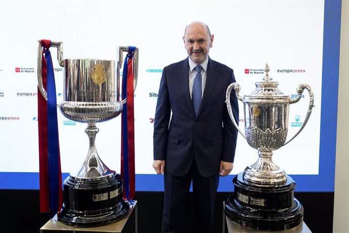 Rafael Louzan, President of Spanish Football Federation RFEF, during the Desayunos Deportivos Europa Press with Rafael Louzan, President of the RFEF, at Camilo Jose Cela University on May 06, 2025 in Milan, Italy.