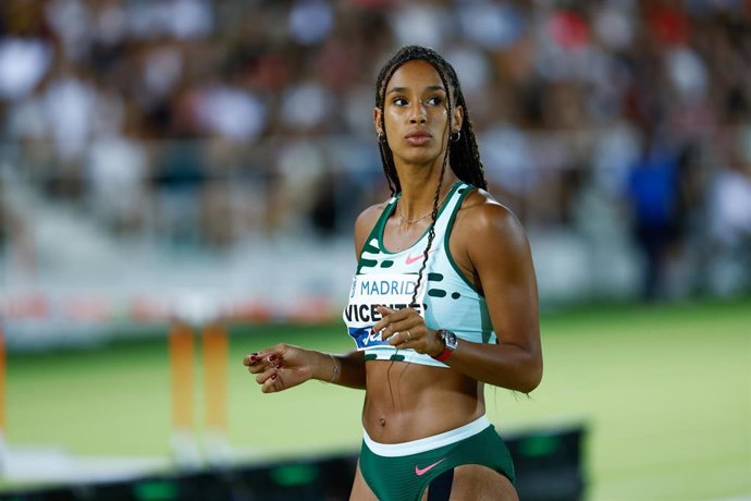 Archivo - Maria VICENTE of Spain competes in triple jump women during the Madrid Athletics Meeting celebrated at Vallehermoso stadium on July 22, 2023, in Madrid, Spain.