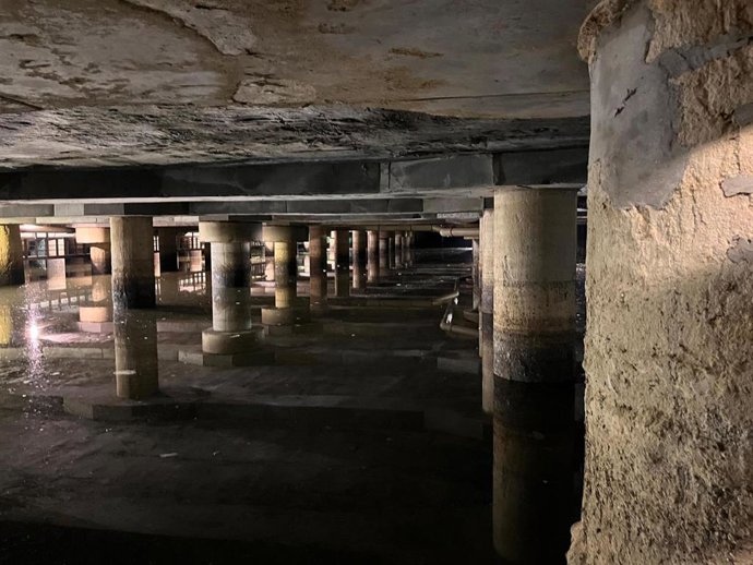 Interior del tanque de tormentas de Arroyofresno en Madrid.