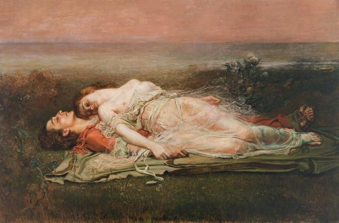 Lienzo 'Tristán e Isolda (La muerte) (1910)', de Rogelio de Egusquiza, una de las obras de la muestra La Ruta del Arte BBK