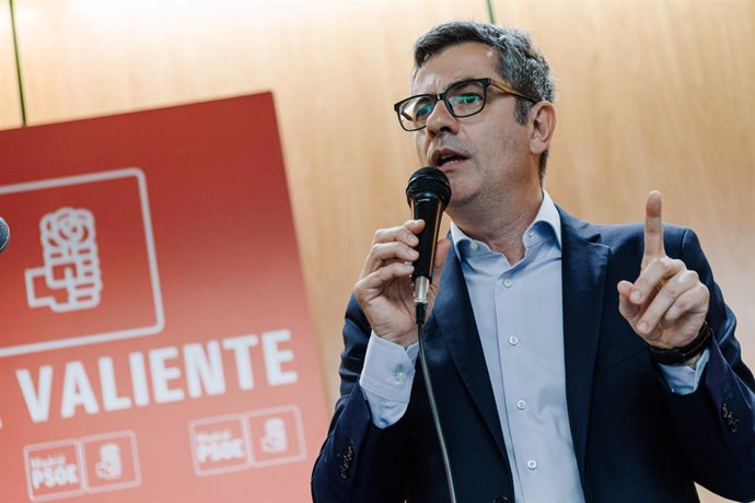 El ministro de Presidencia, Justicia y Relaciones con las Cortes, Félix Bolaños, durante la celebración del 146 aniversario de la fundación del PSOE.