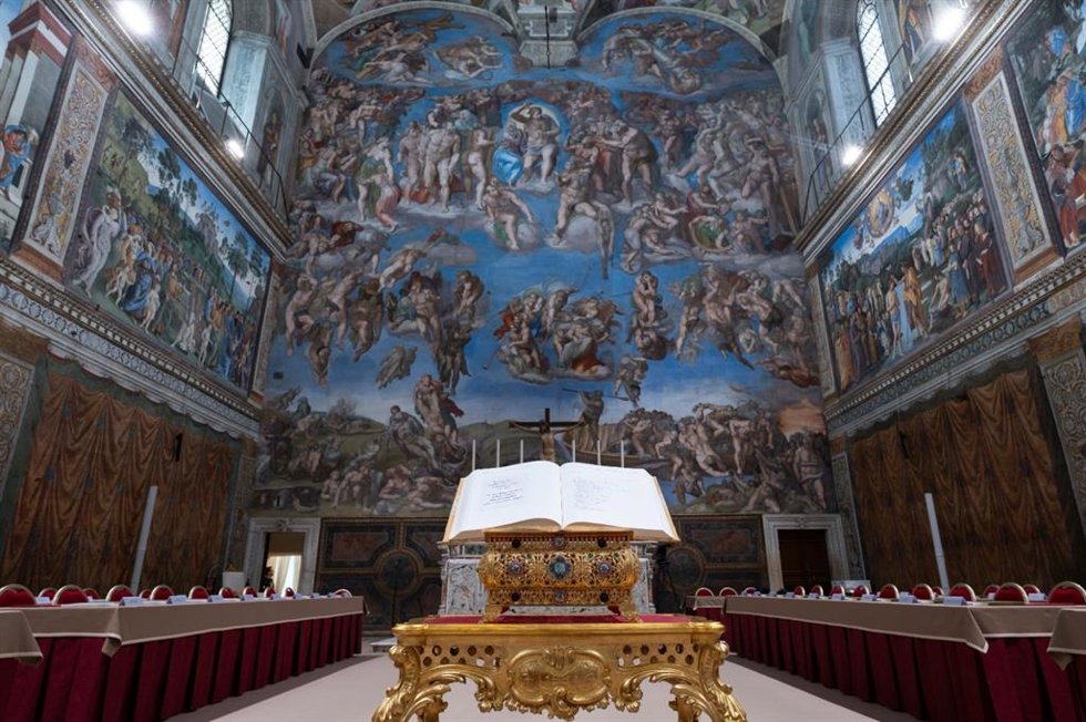 Imagen del Juicio Final de Miguel Ángel en la Capilla Sixtina, en el Vaticano