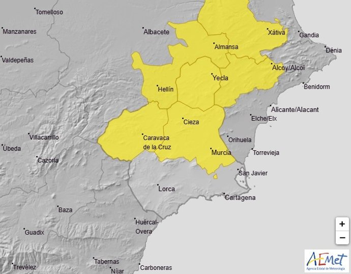 Meteorología advierte de tormentas y lluvia de 15 litros por metro cuadrado en una hora el jueves