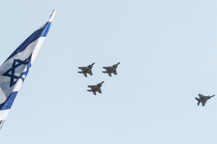 Imagem de arquivo de vários caças da Força Aérea Israelense.