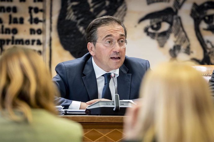 El ministro de Asuntos Exteriores, Unión Europea y Cooperación, José Manuel Albares, comparece ante la Comisión de Asuntos Exteriores, en el Senado, a 5 de mayo de 2025, en Madrid (España). Durante su comparecencia el ministro ha presentado la Estrategia 