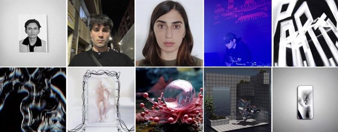 De izquierda a derecha: ‘Digital Cascade’, de Esteban Riviera; ‘Digital Birth’, de Iñaki Cancillo Mora; ‘Latent Life’, de Lida Zacharoupoulou; ‘Personality_Error’, de Off_Disartist; y ‘Altered Ego’, de P.A.R.T.V.