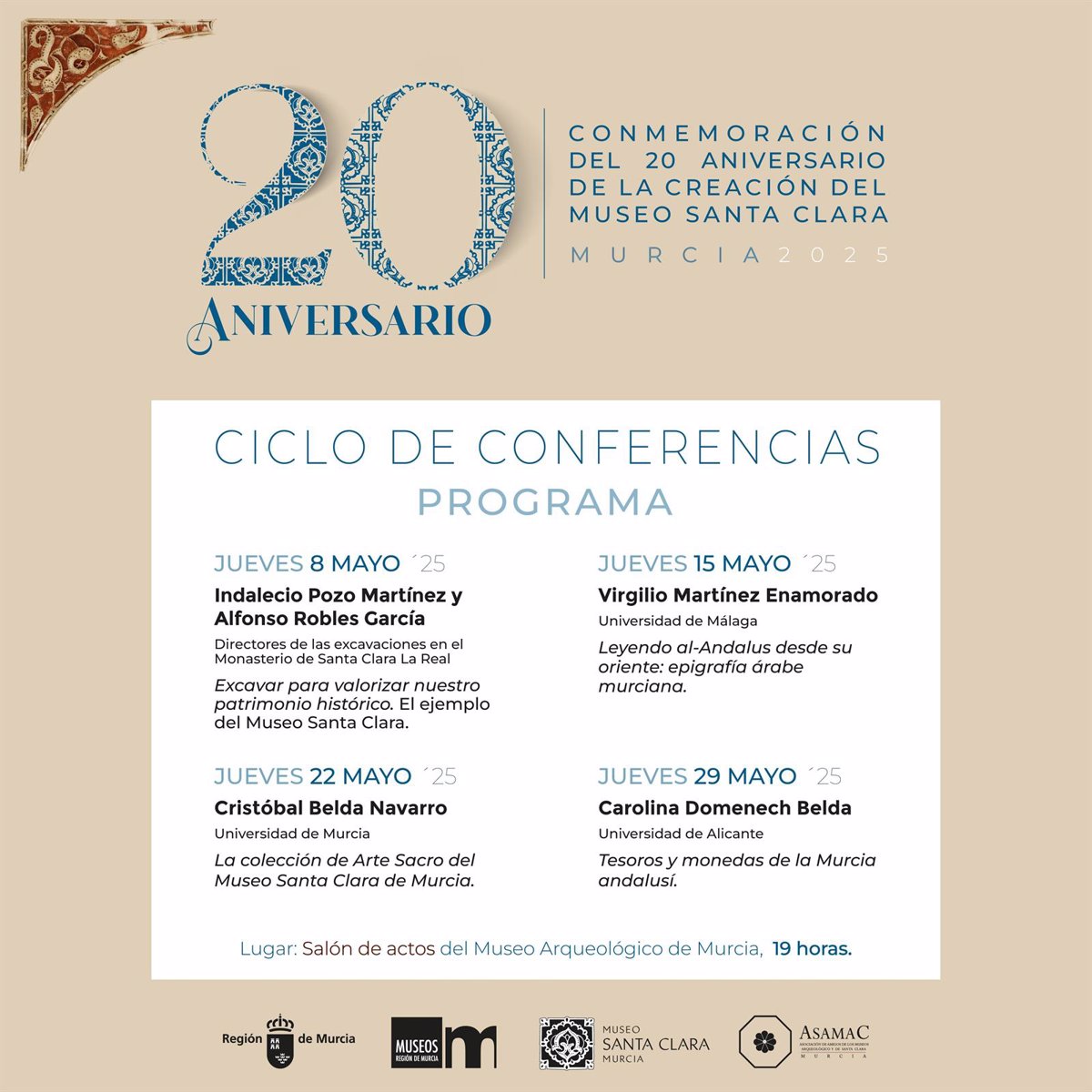 El Museo de Santa Clara celebra su XX aniversario con un ciclo de conferencias sobre historia y el patrimonio andalusí