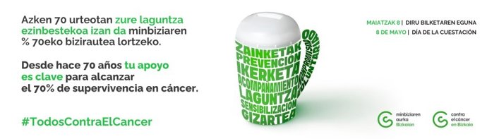 Cartel del Día de la Cuestación de la Asociación Contra el Cáncer en Bizkaia.