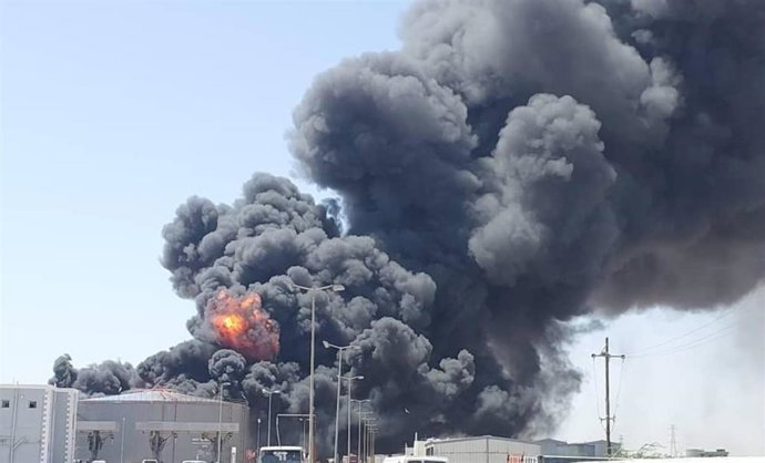 Imagen de archivo de un ataque con dron de las RSF en Puerto Sudán.