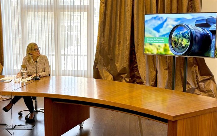 La viceconsejera de Turismo del Principado de Asturias, Lara Martínez, durante la presentación del plan de acciones con motivo del 40 aniversario de la marca 'Asturias, Paraíso Natural', en Laboral Ciudad de la Cultura (Gijón).