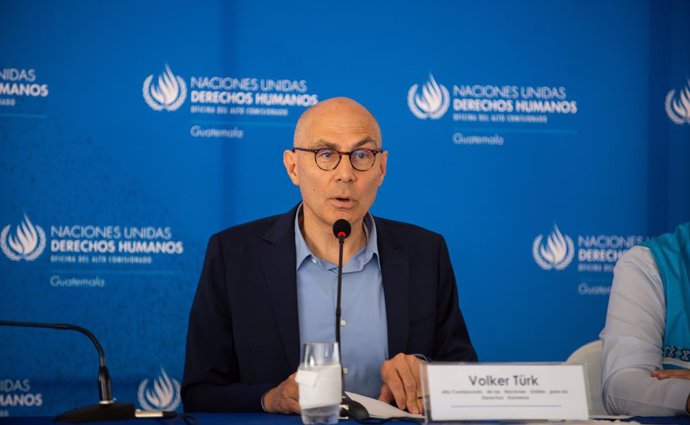 Archivo - July 19, 2024, Guatemala City, Guatemala City, Guatemala: The United Nations High Commissioner for Human Rights, VOLKER TURK, comments that a pending issue in Guatemala is the lack of progress in "the search for justice, in particular, the trial