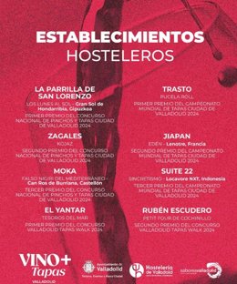 Los pinchos que se ofrecerán en 'Vino + Tapas' en Valladolid.