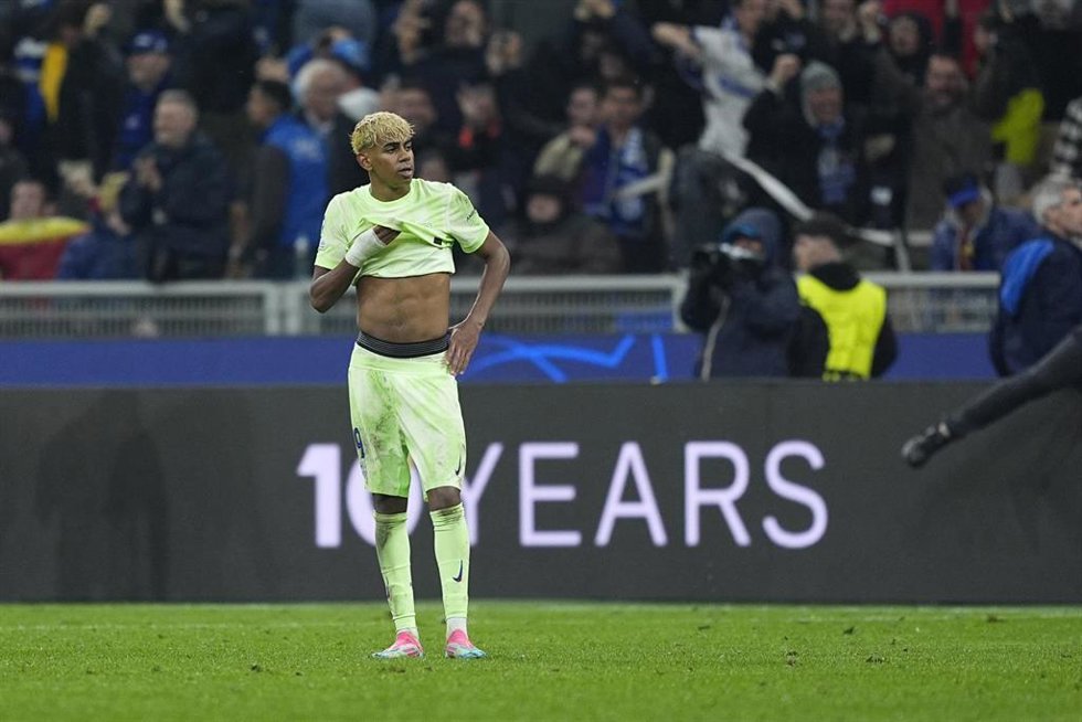 El jugador del FC Barcelona Lamine Yamal en la vuelta de semifinales de la Liga de Campeones ante el Inter de Milán en San Siro.