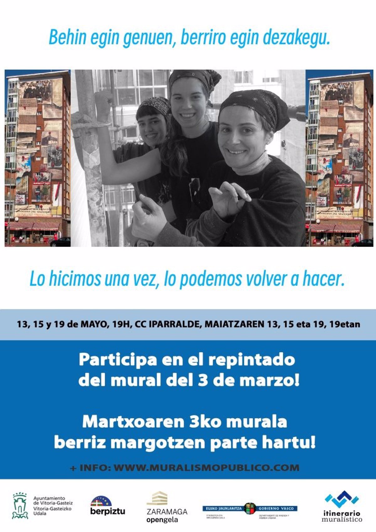 Vitoria-Gasteiz sustituirá el mural del 3 de Marzo de Zaramaga por una réplica pintada en tela