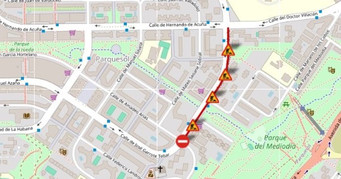 Croquis con el corte de tráfico en Adolfo Miaja de la Muela.