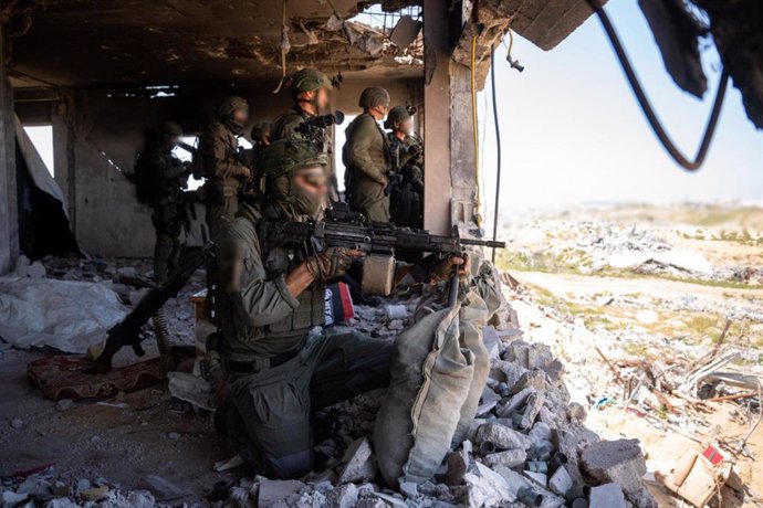 GAZA, May 6, 2025  -- This photo released by Israel Defense Forces on May 6, 2025 shows Israeli troops operating in the southern Gaza Strip. Israeli Prime Minister Benjamin Netanyahu warned on Monday that the country's new offensive in the Gaza Strip woul