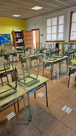 Aula afectada por las goteras en el CEIP Rei Jaume III de Llucmajor.