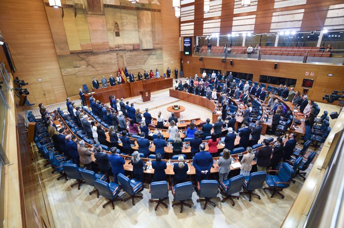 El hemiciclo de la Asamblea de Madrid durante un pleno en la Asamblea de Madrid