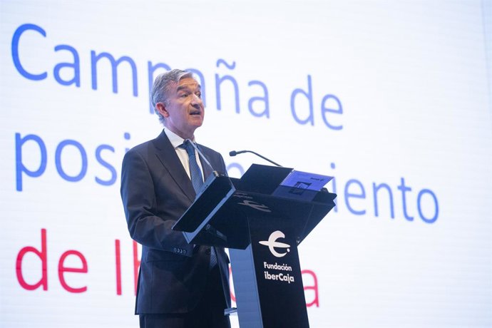 El consejero delegado de Ibercaja, Víctor Iglesias, durante la presentación de la nueva campaña de posicionamiento de la entidad.